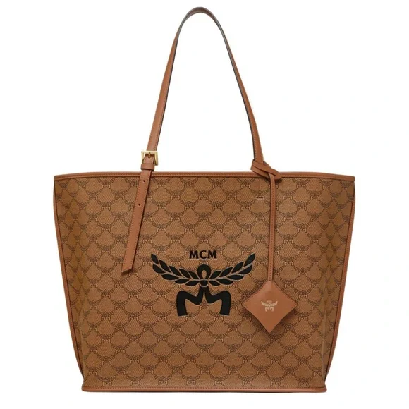 MCM Lauretos Monogram Canvas Medium Shopper Tote in Cognac - Picture 15 of 16